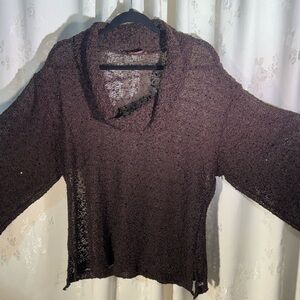 Oscar de la Renta Brown Open-Weave Knit Top